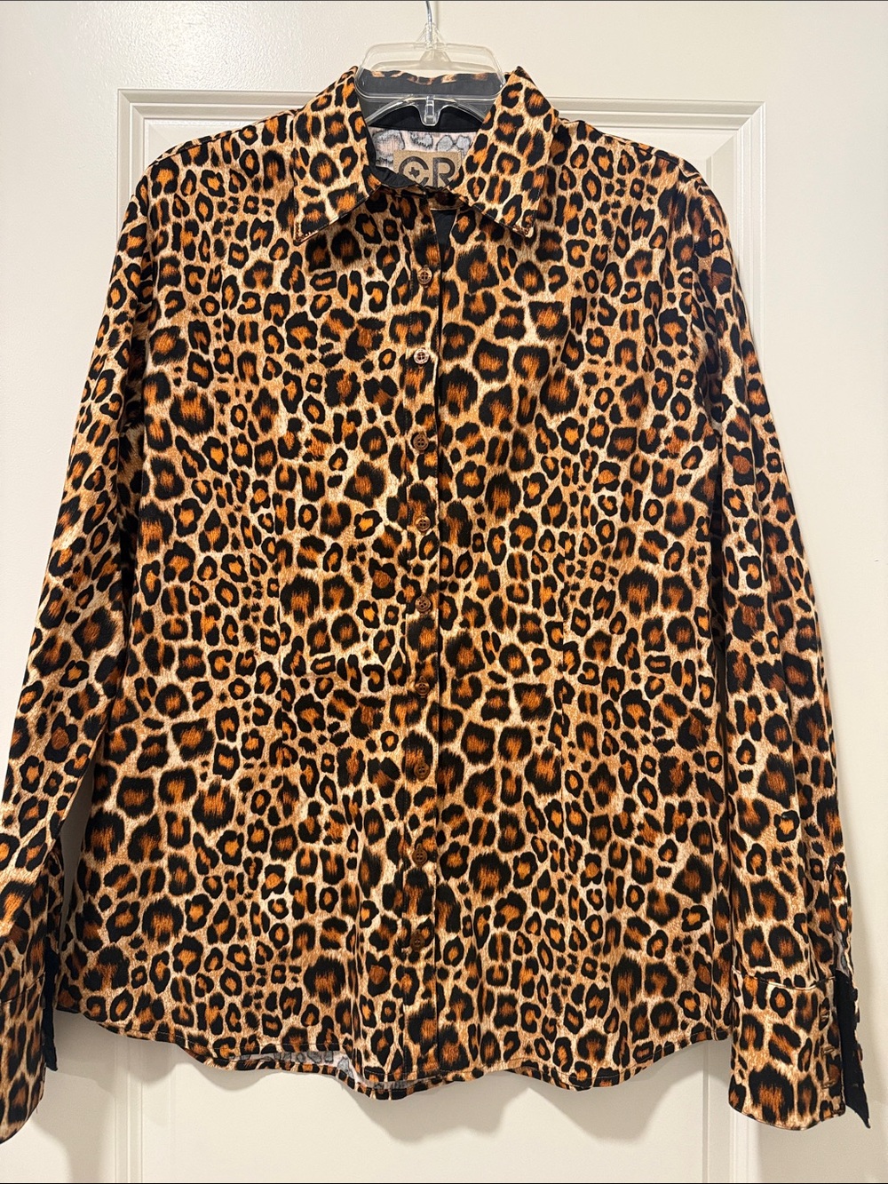 CR RanchWear Western Ranch Button Down Show Top Shirt Bling Leopard Women’s L